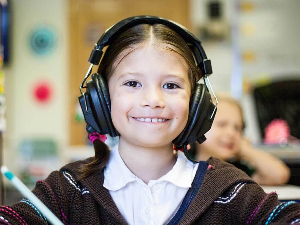 Girl with headphones